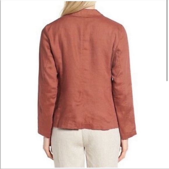 Eileen Fisher Women's Organic Linen Blazer Jacket Rust Orange - Picture 4 of 9